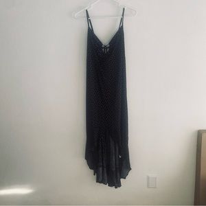 Sugar & Crown black polka dot high-low dress
